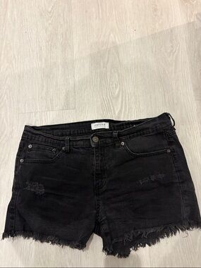 Just USA Black Distressed Denim Jean Shorts